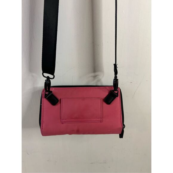IHKWIP crossbody pink wallet zippers nylon 8x5" Black strap - Picture 5 of 8
